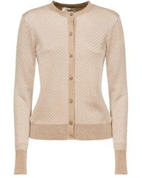Fendi - Crewneck Buttoned Knitted Cardigan - Lyst