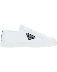 prada logo plaque lace up sneakers