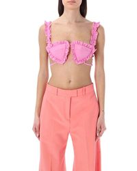 The Attico - Glory Ruffled Cropped Top - Lyst