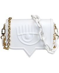 Chiara Ferragni Logo Patch Chain-linked Shoulder Bag - White