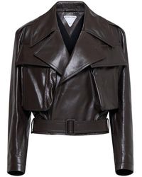 Bottega Veneta - Belted Waist Leather Jacket - Lyst