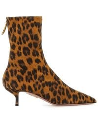 Aquazzura - Montmartre Leopard Printed Pointed Toe Boots - Lyst