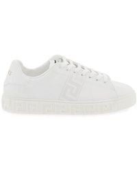 Versace - Greca Embroidered Lace-up Sneakers - Lyst