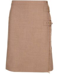 Burberry - Frayed Detail Pleated Skirt - Lyst