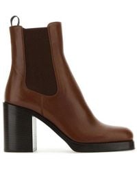 Prada - Brushed Leather 85mm Ankle Boots - Lyst