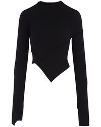 Balenciaga - Asymmetric Ribbed Long Sleeve Top - Lyst