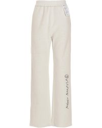 MM6 by Maison Martin Margiela Logo Embroidered Flared Trousers - White