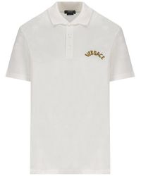 Versace - Embroidered Cotton Polo Shirt. - Lyst
