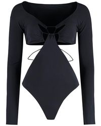 Amazuìn - Long Sleeved Cut-out Plunge Top - Lyst