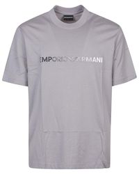 Emporio Armani - Logo Embroidered Pima Jersey T-shirt - Lyst