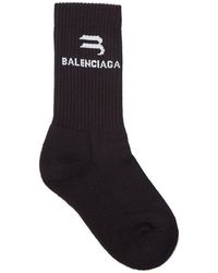 Balenciaga Logo Intarsia Socks - Black