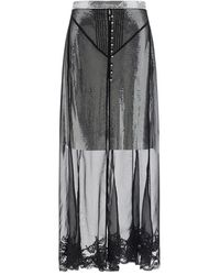 Rabanne - Semi-sheer Jupe Long Skirt - Lyst