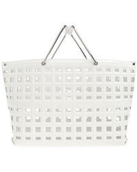 Tory Burch Ostrich Market Tote Metal Handles in Yellow | Lyst