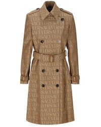 Versace - Allover-Jacquard Double Breasted Trench Coat - Lyst