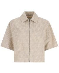 Fendi - Ff Chambray Zipped Cropped Jacket - Lyst