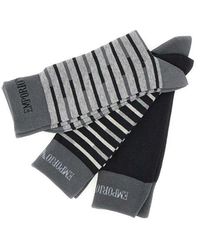 Emporio Armani - Logo Intarsia Pair Of Three Socks - Lyst