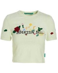 ANDERSSON BELL - Embroidered Logo-printed Crewneck Cropped T-shirt - Lyst