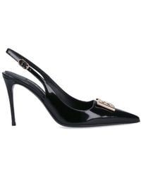 Dolce & Gabbana - Logo Plaque Pointed Toe Slingback Pumps - Lyst