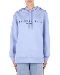 Tommy Hilfiger Logo Embroidered Hoodie - Blue