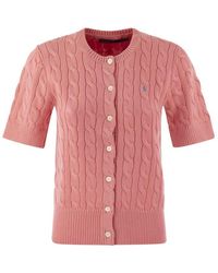 Polo Ralph Lauren - Plaited Cardigan With Short Sleeves - Lyst