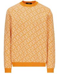 Fendi All-over Logo Crewneck Sweater - Orange