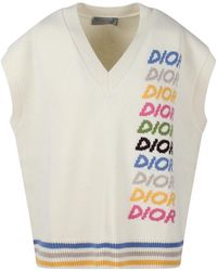 Dior - Logo Intarsia V-neck Jumper - Lyst