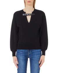 Liu Jo - Strap Detailed V-Neck Jumper - Lyst