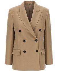 Brunello Cucinelli - Double-Breasted Jacket With Necklace - Lyst