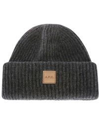 A.P.C. - Logo Patch Knitted Beanie - Lyst