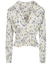 Liu Jo - Floral Printed Twisted Blouse - Lyst