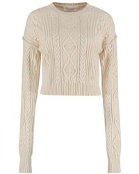 Sportmax Knitted Long-sleeved Top - Natural