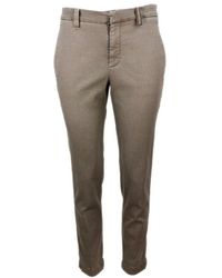 Brunello Cucinelli - Cigarette Trousers In Stretch Cotton Drill With Monili On The Loop - Lyst