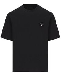 Prada - Logo-Patch Crewneck Cotton T-Shirt Xxxl - Lyst
