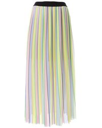 Karl Lagerfeld - Pleated Striped Maxi Skirt - Lyst
