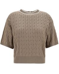 Brunello Cucinelli - Short-sleeved Knitted Jumper - Lyst