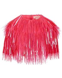 Sportmax - Fringed Crewneck Cropped Top - Lyst