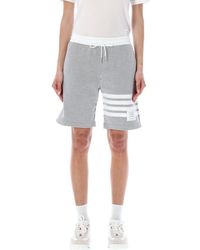 Thom Browne Mid Thigh Shorts In Seersucker - Gray
