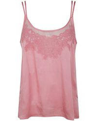 Twinset - Embroidered Sleeveless Satin Top - Lyst