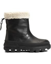Moncler - Moscova Faux Fur-trimmed Leather Ankle Boots - Lyst