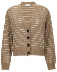 Brunello Cucinelli - Sequin Striped Cardigan Sweater, Cardigans - Lyst