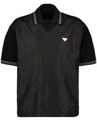 Prada - Re-nylon Logo Plaque Short-sleeved Polo Shirt - Lyst
