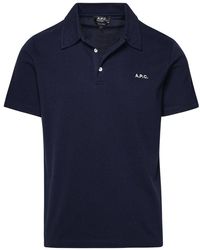 A.P.C. - Polo Shirt In Blue Cotton - Lyst