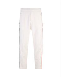 Moncler - White Sporty Trousers With Embroidered Logo Profile - Lyst
