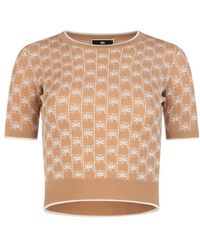 Elisabetta Franchi Two-toned Knitted Top - Natural