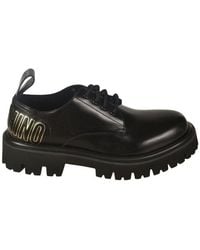 Moschino - Logo-printed Round-toe Lace-up Shoes - Lyst