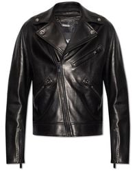 Versace - Leather Biker Jacket - Lyst