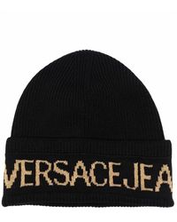 Versace Jeans Couture Intarsia-knit Slip-on Beanie - Black