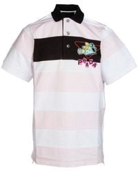 Prada Logo Print Long Striped Polo Shirt - Multicolour