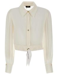 Elisabetta Franchi - Knot Detailed Cropped Blouse - Lyst