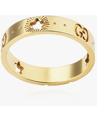 Gucci - Icon Yellow Gold Ring With Stars - Lyst